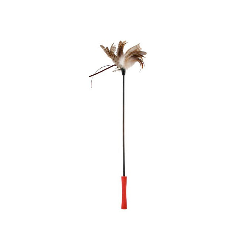7014-Catwand Feather Teaser w/natural feather plush tail & tpr handle