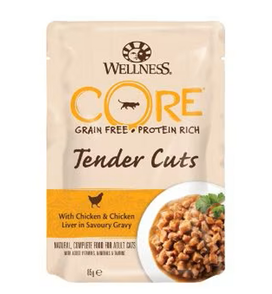 Wellness Core Tender Cuts Ch/ChLvr Cat 85g 1X24