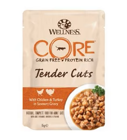 Wellness Core Tender Cuts Chk/Turk Cat 85g 1X24