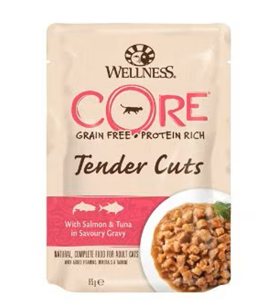 Wellness Core Tender Cuts Salm/Tuna Cat 85g 1X24